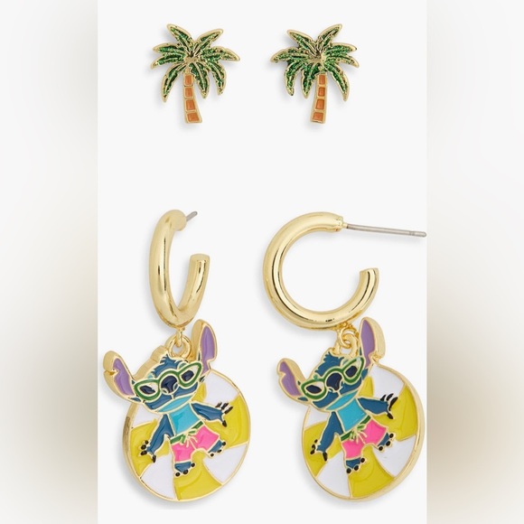 BaubleBar x Disney Stitch Palm Trees Double earring - set of 2 pair NWT - Picture 1 of 4